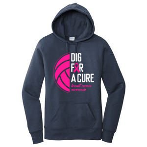 Volleyball Pink Out Dig For A Cure Breast Cancer Awareness Women's Pullover Hoodie