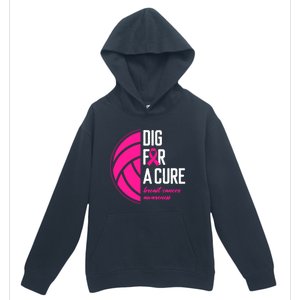 Volleyball Pink Out Dig For A Cure Breast Cancer Awareness Urban Pullover Hoodie