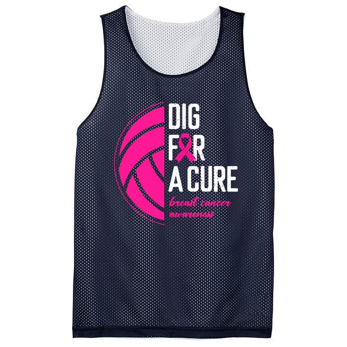 Volleyball Pink Out Dig For A Cure Breast Cancer Awareness Mesh Reversible Basketball Jersey Tank