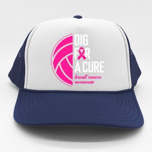 Volleyball Pink Out Dig For A Cure Breast Cancer Awareness Trucker Hat