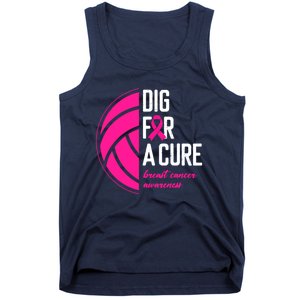 Volleyball Pink Out Dig For A Cure Breast Cancer Awareness Tank Top