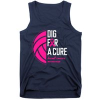 Volleyball Pink Out Dig For A Cure Breast Cancer Awareness Tank Top