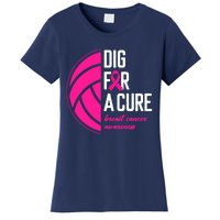 Volleyball Pink Out Dig For A Cure Breast Cancer Awareness Women's T-Shirt