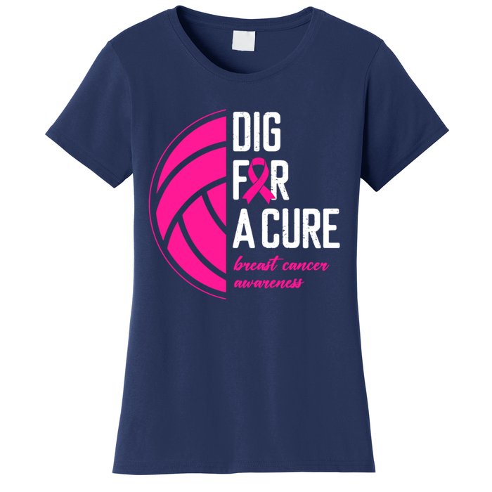 Volleyball Pink Out Dig For A Cure Breast Cancer Awareness Women's T-Shirt