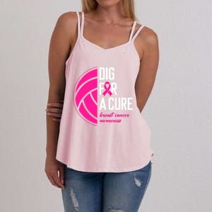 Volleyball Pink Out Dig For A Cure Breast Cancer Awareness Women's Strappy Tank