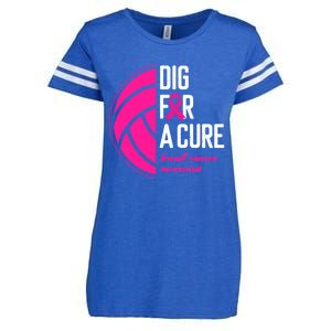 Volleyball Pink Out Dig For A Cure Breast Cancer Awareness Enza Ladies Jersey Football T-Shirt