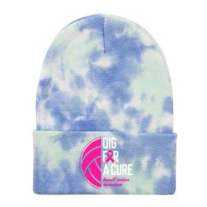 Volleyball Pink Out Dig For A Cure Breast Cancer Awareness Tie Dye 12in Knit Beanie