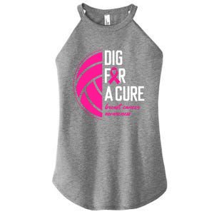 Volleyball Pink Out Dig For A Cure Breast Cancer Awareness Women's Perfect Tri Rocker Tank