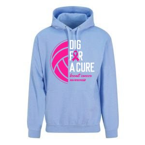 Volleyball Pink Out Dig For A Cure Breast Cancer Awareness Unisex Surf Hoodie