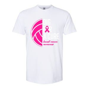 Volleyball Pink Out Dig For A Cure Breast Cancer Awareness Softstyle CVC T-Shirt