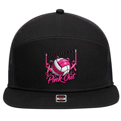 Volleyball P.Ink Out Breast Cancer Awareness Gift 7 Panel Mesh Trucker Snapback Hat