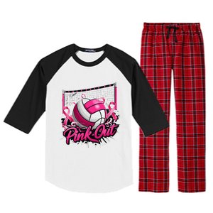 Volleyball P.Ink Out Breast Cancer Awareness Gift Raglan Sleeve Pajama Set