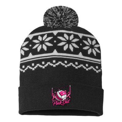 Volleyball P.Ink Out Breast Cancer Awareness Gift USA-Made Snowflake Beanie