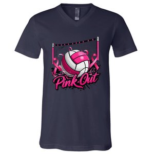 Volleyball P.Ink Out Breast Cancer Awareness Gift V-Neck T-Shirt