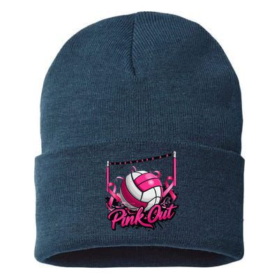 Volleyball P.Ink Out Breast Cancer Awareness Gift Sustainable Knit Beanie