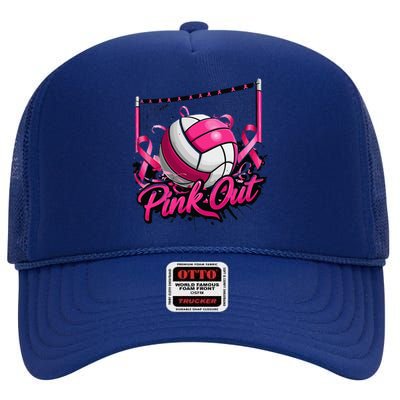 Volleyball P.Ink Out Breast Cancer Awareness Gift High Crown Mesh Back Trucker Hat