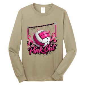 Volleyball P.Ink Out Breast Cancer Awareness Gift Long Sleeve Shirt