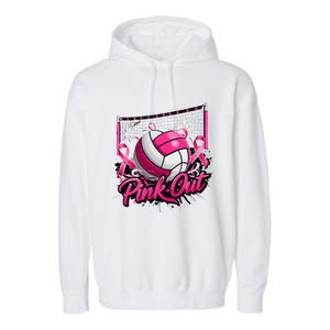 Volleyball P.Ink Out Breast Cancer Awareness Gift Garment-Dyed Fleece Hoodie