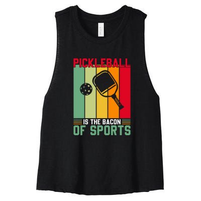 Vinatge Pickleball Of Sport Paddles Player Gift Women's Racerback Cropped Tank