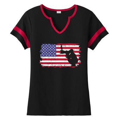 Vintage Proud Photographer Wildlife Photography US Flag Fun Ladies Halftime Notch Neck Tee