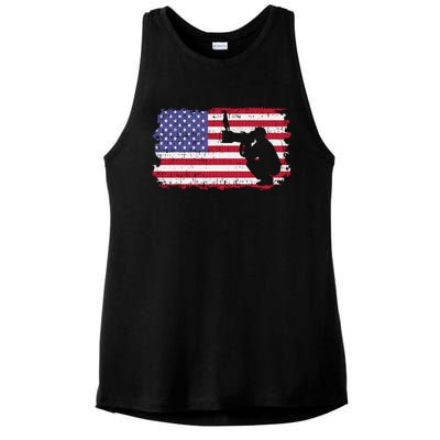 Vintage Proud Photographer Wildlife Photography US Flag Fun Ladies PosiCharge Tri-Blend Wicking Tank