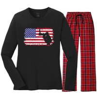 Vintage Proud Photographer Wildlife Photography US Flag Fun Women's Long Sleeve Flannel Pajama Set 