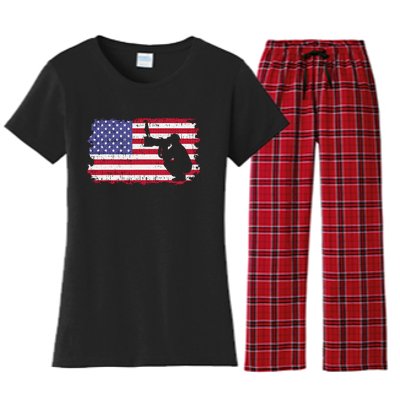 Vintage Proud Photographer Wildlife Photography US Flag Fun Women's Flannel Pajama Set