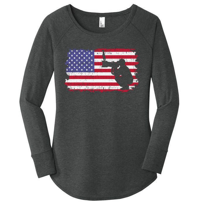 Vintage Proud Photographer Wildlife Photography US Flag Fun Women's Perfect Tri Tunic Long Sleeve Shirt