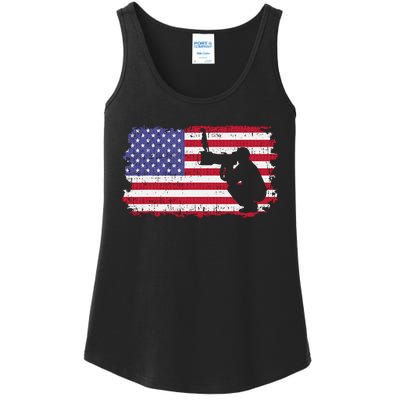 Vintage Proud Photographer Wildlife Photography US Flag Fun Ladies Essential Tank