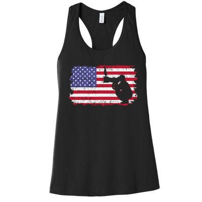 Vintage Proud Photographer Wildlife Photography US Flag Fun Women's Racerback Tank