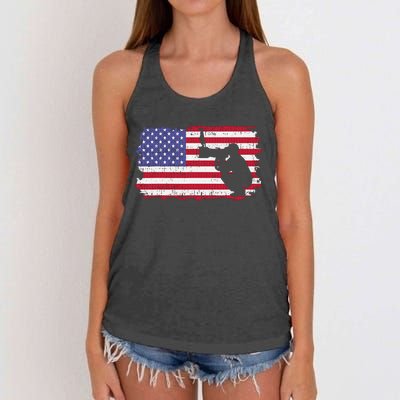 Vintage Proud Photographer Wildlife Photography US Flag Fun Women's Knotted Racerback Tank