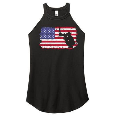 Vintage Proud Photographer Wildlife Photography US Flag Fun Women's Perfect Tri Rocker Tank