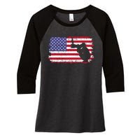 Vintage Proud Photographer Wildlife Photography US Flag Fun Women's Tri-Blend 3/4-Sleeve Raglan Shirt