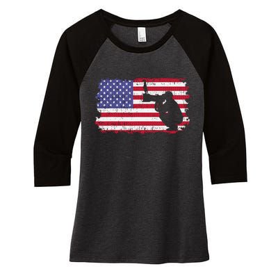 Vintage Proud Photographer Wildlife Photography US Flag Fun Women's Tri-Blend 3/4-Sleeve Raglan Shirt