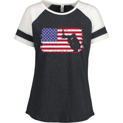 Vintage Proud Photographer Wildlife Photography US Flag Fun Enza Ladies Jersey Colorblock Tee