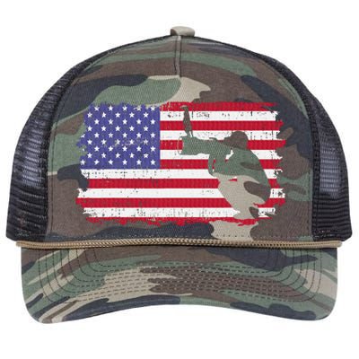 Vintage Proud Photographer Wildlife Photography US Flag Fun Retro Rope Trucker Hat Cap