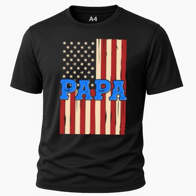 Vintage Papa Patriotic Usa Flag Performance Shirt