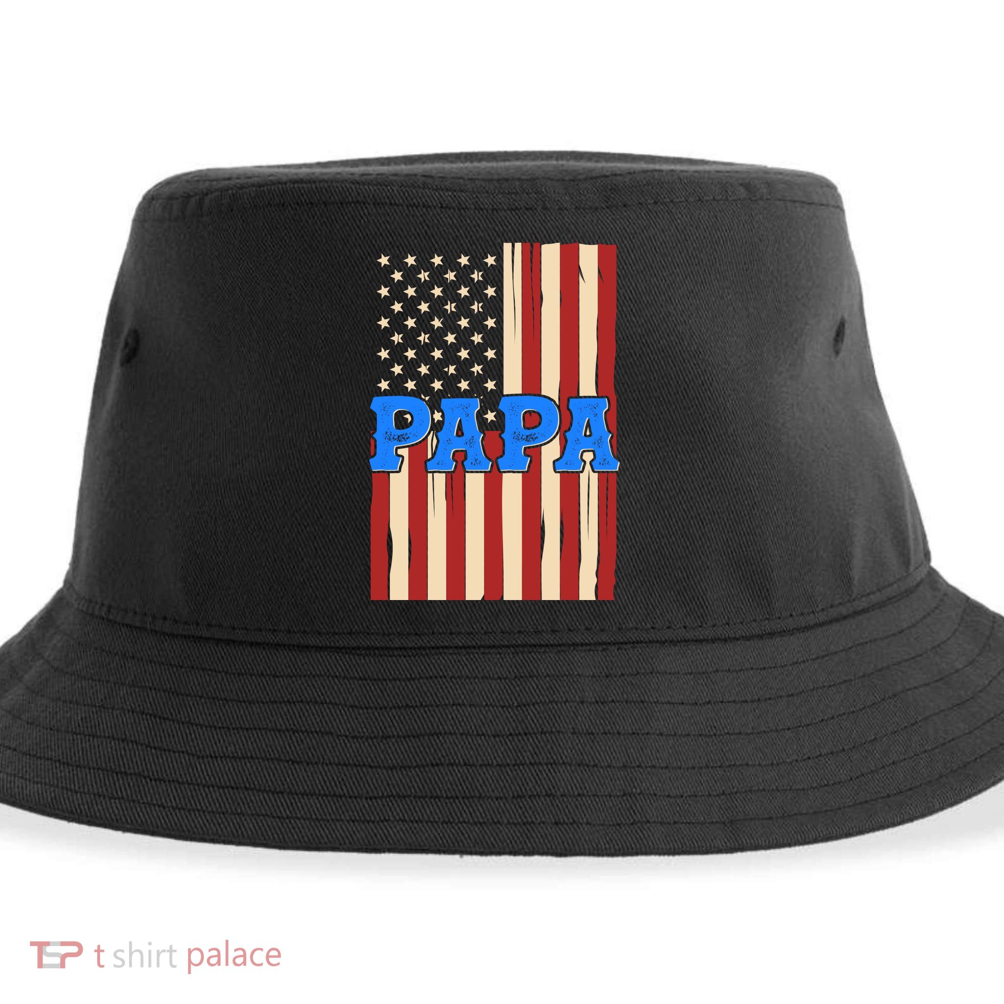 Vintage Papa Patriotic Usa Flag Sustainable Bucket Hat