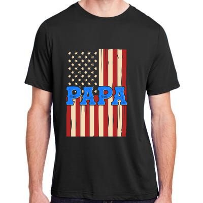 Vintage Papa Patriotic Usa Flag Adult ChromaSoft Performance T-Shirt