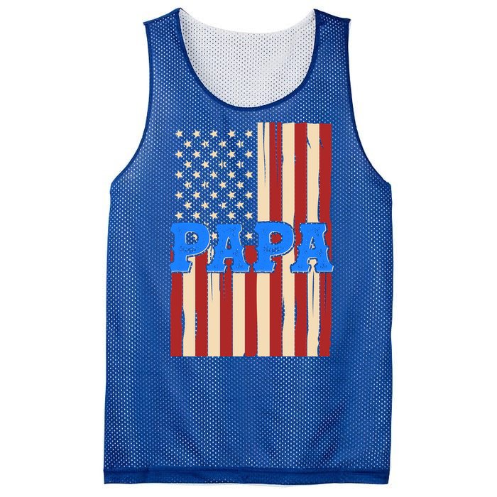 Vintage Papa Patriotic Usa Flag Mesh Reversible Basketball Jersey Tank