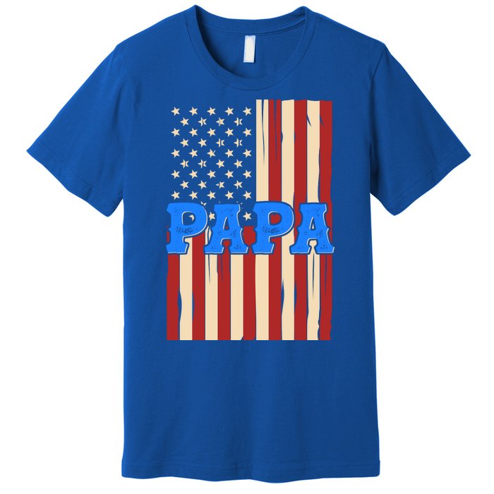 Vintage Papa Patriotic Usa Flag Premium T-Shirt