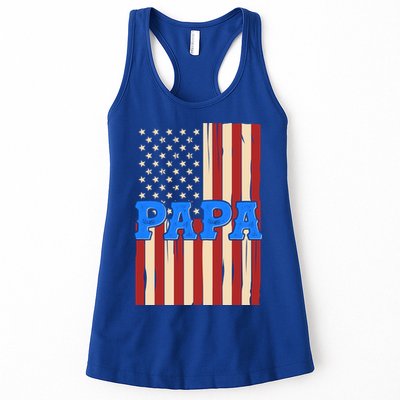 Vintage Papa Patriotic Usa Flag Womens Tank Top
