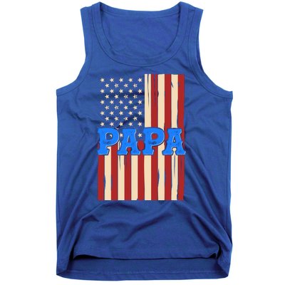 Vintage Papa Patriotic Usa Flag Tank Top