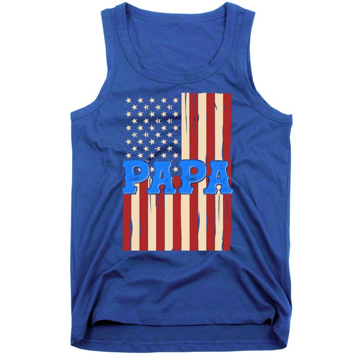 Vintage Papa Patriotic Usa Flag Tank Top