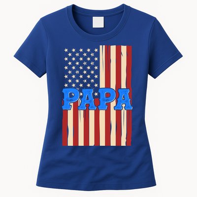 Vintage Papa Patriotic Usa Flag Womens T-Shirt