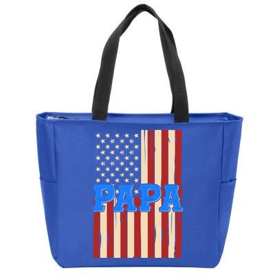 Vintage Papa Patriotic Usa Flag Zip Tote Bag