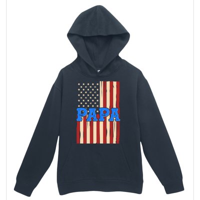 Vintage Papa Patriotic Usa Flag Urban Pullover Hoodie