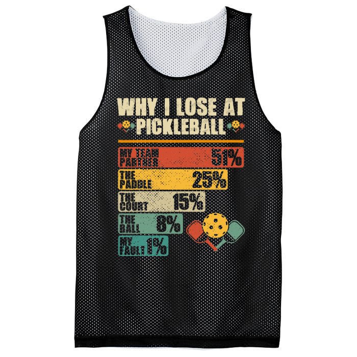 Vintage Pickleball Player Why I Lose At Pickleball Mesh Reversible Basketball Jersey Tank