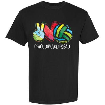 Volleyball Player Peace Love Volleyball Garment-Dyed Heavyweight T-Shirt