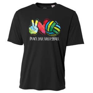 Volleyball Player Peace Love Volleyball Cooling Performance Crew T-Shirt